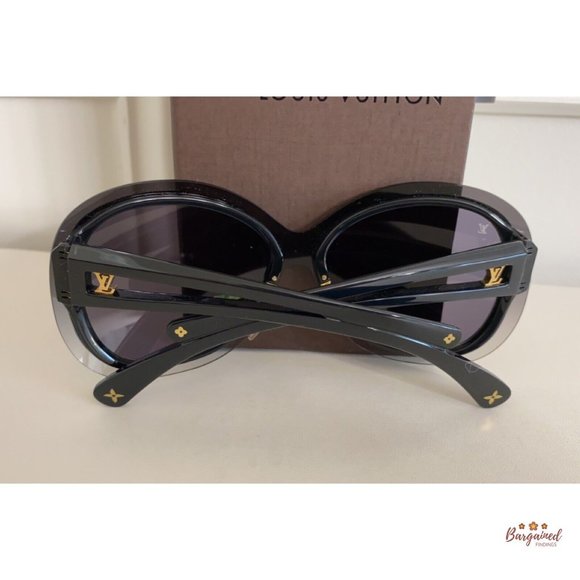 Authentic LOUIS VUITTON Black Acetate Flore Carre LV Logo Sunglasses Z0453U - Picture 12 of 12